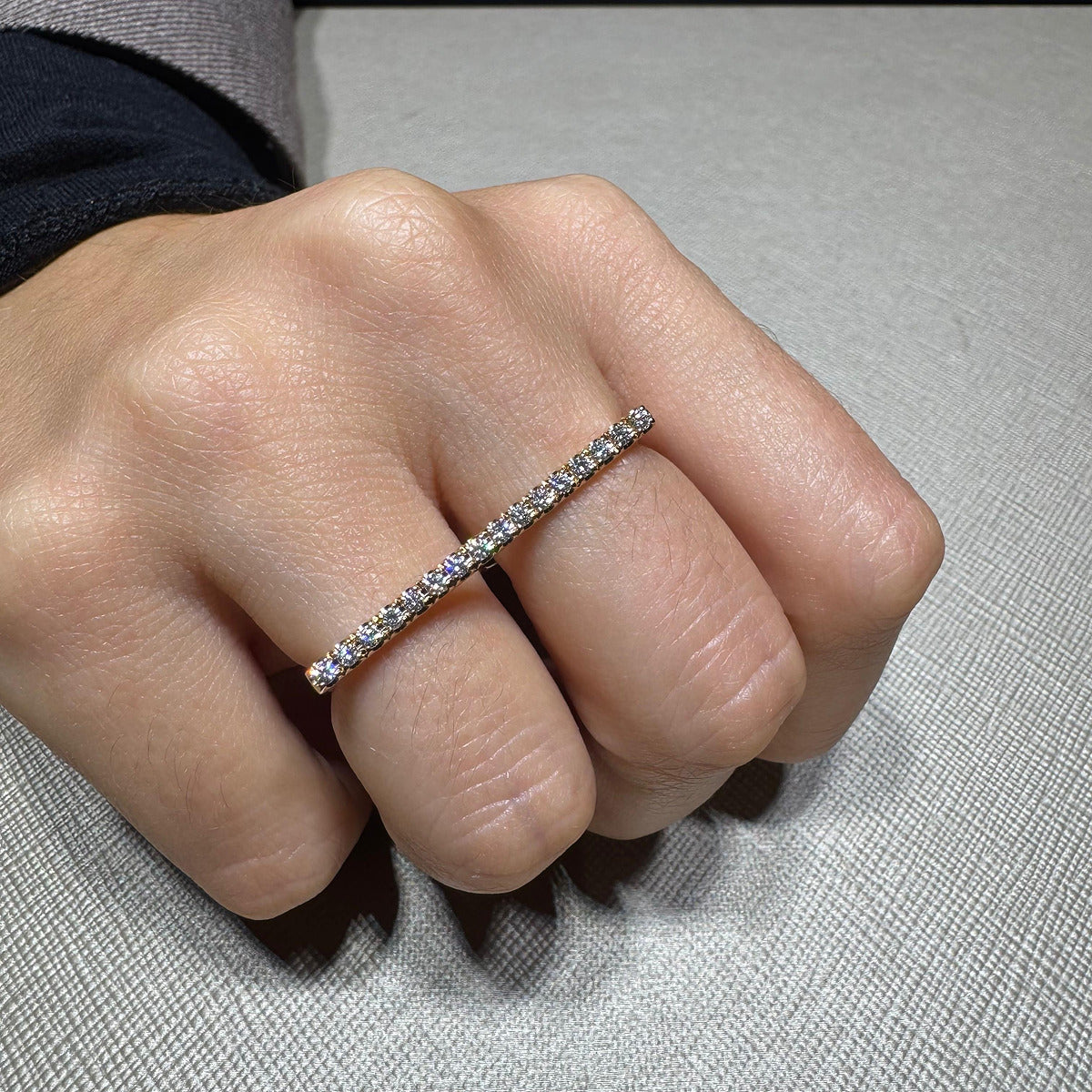 Anello Barretta Diamanti Bianchi