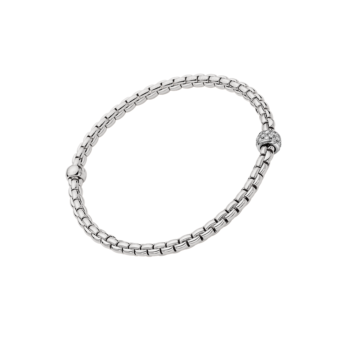 Bracciale Elastico Oro bianco con pavé di diamanti