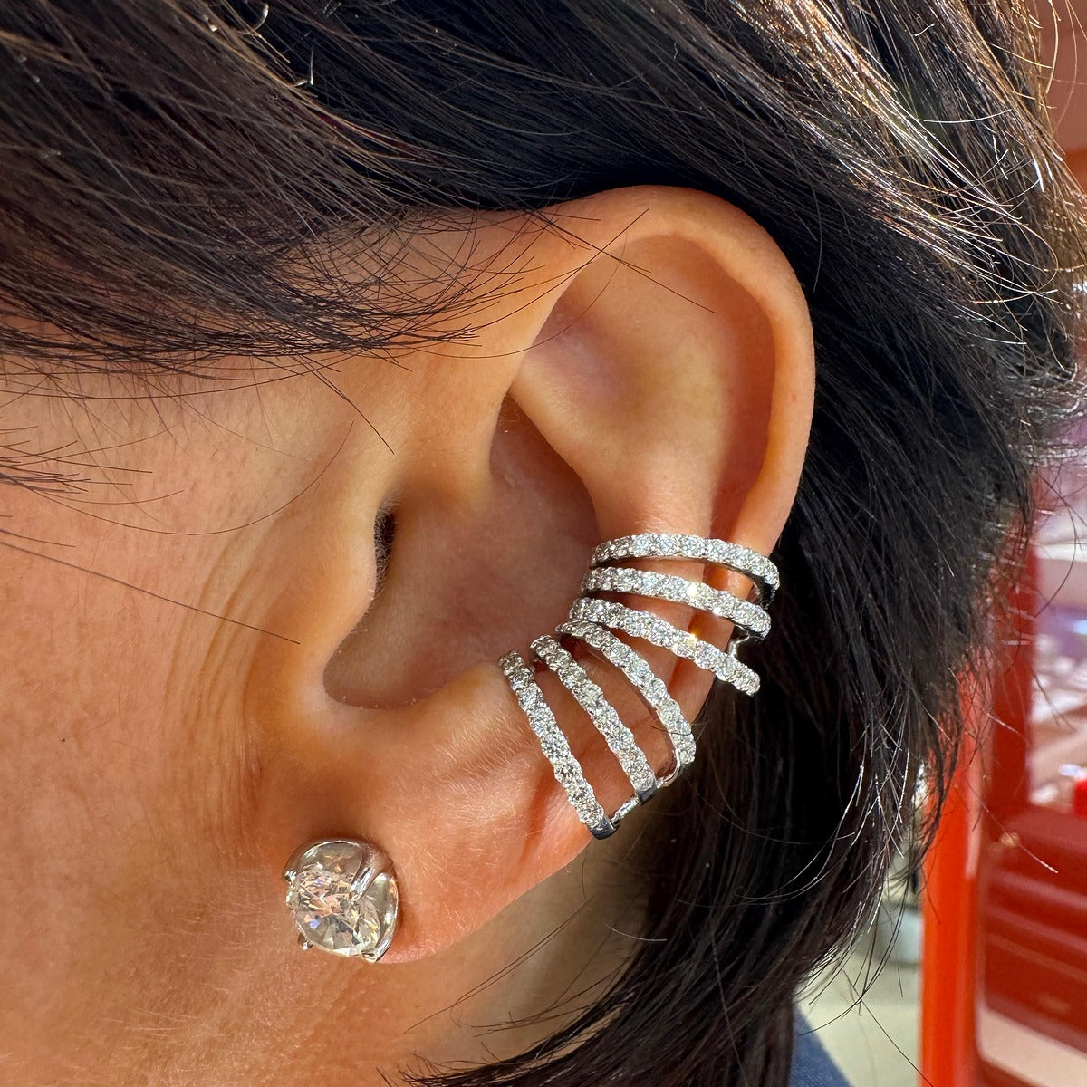 Like Slim Full Pavè Rose Gold Earrings