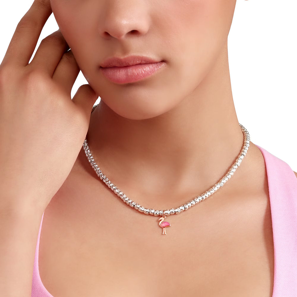 Dodo Heart Pendant in Rose Gold and White Enamel