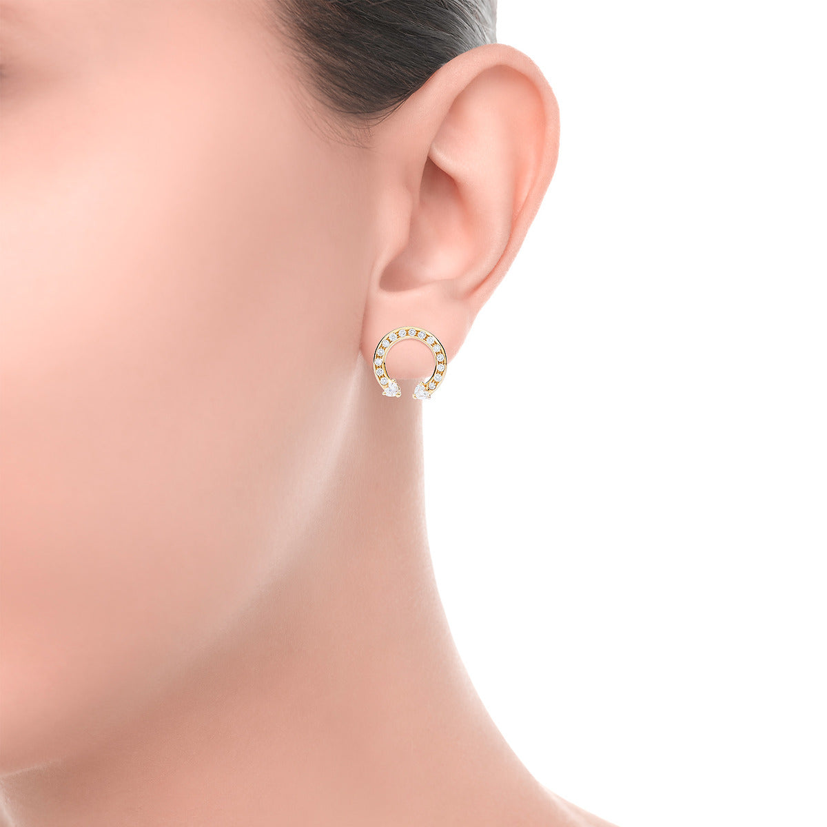 Face Cube Circle Earrings