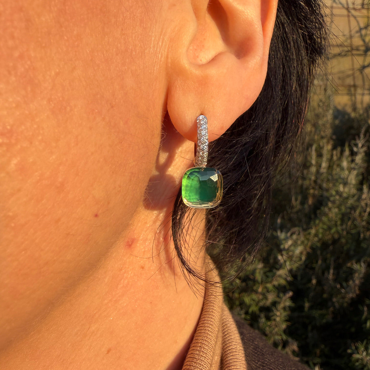 Orecchini Nudo Classic Prasiolite Agata e Diamanti