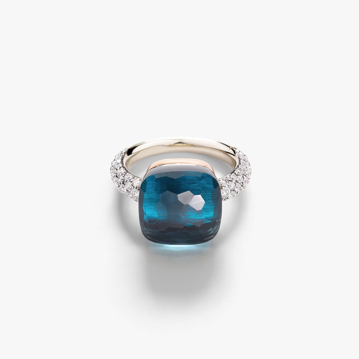 Anello Nudo Maxi Topazio Blu London e Diamanti