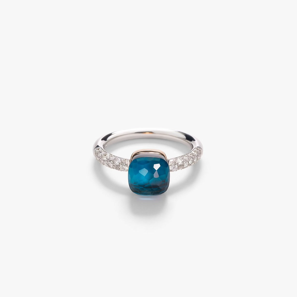 Anello Nudo Petit Topazio Blu London, Turchese e Diamanti