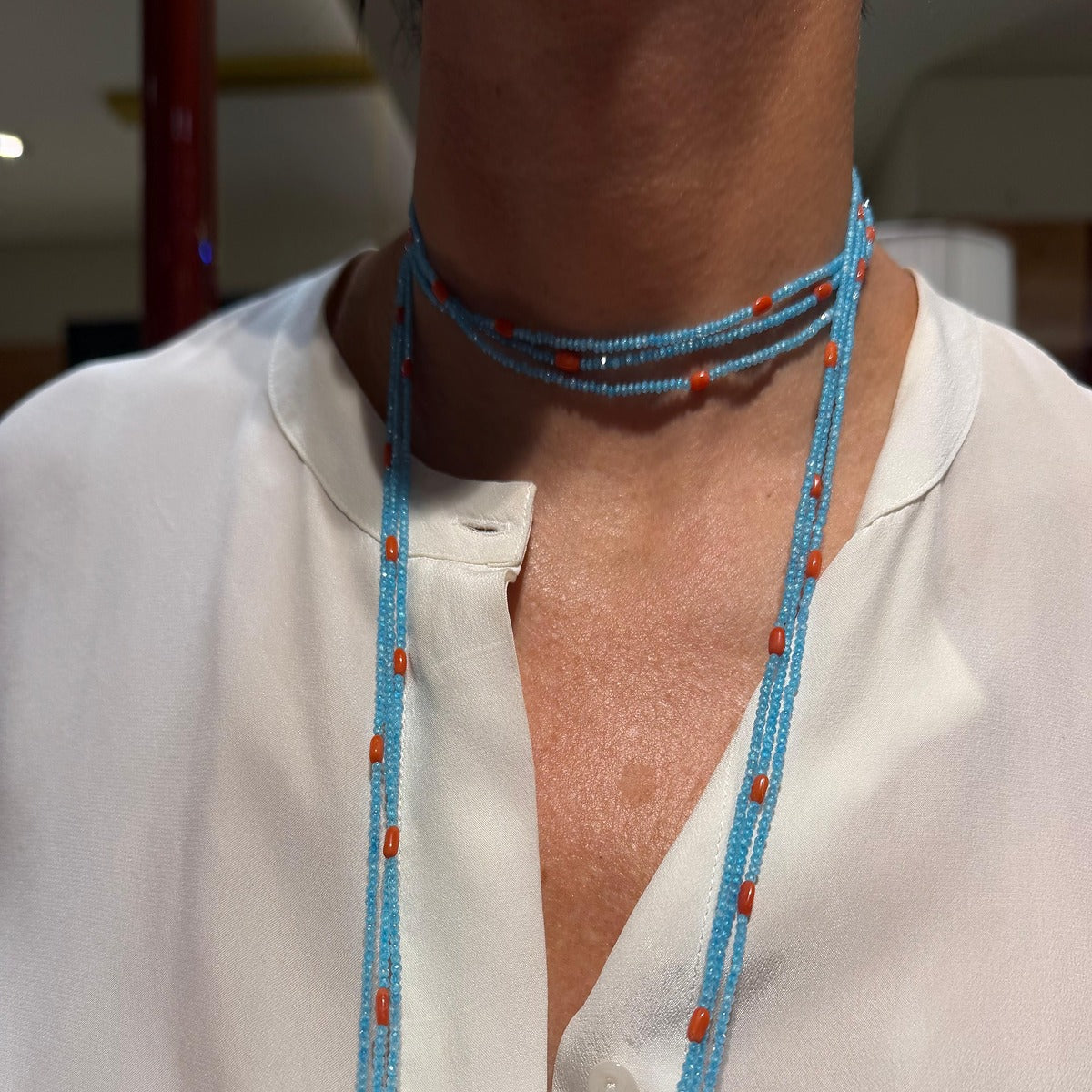 Collana Sky Zirconia e Corallo