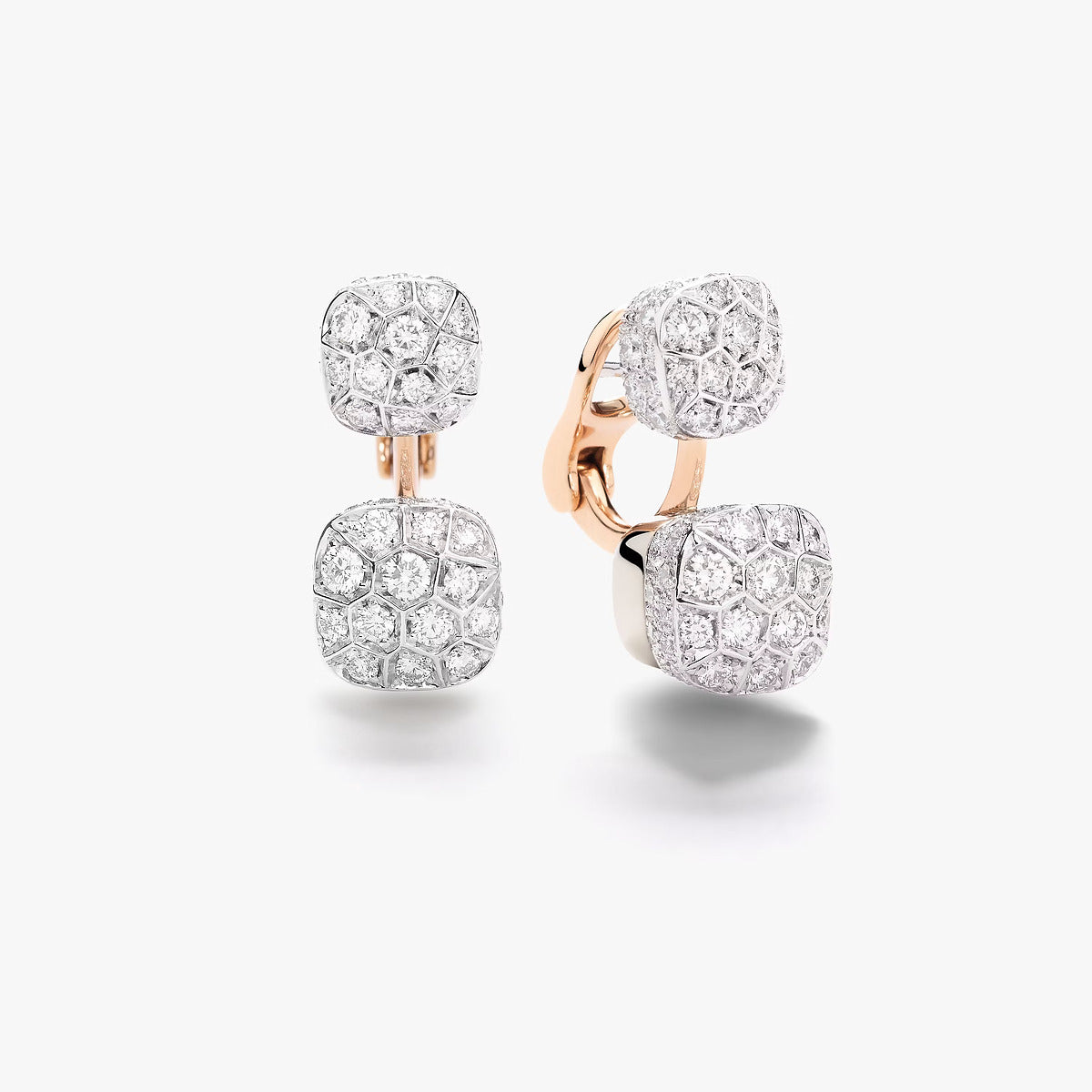 Boucles d'oreilles Nudo Toi et Moi Prasiolite et Diamants