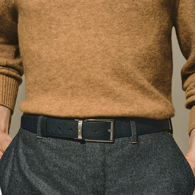 Cintura Rettangolare 35 mm in Pelle Sartorial