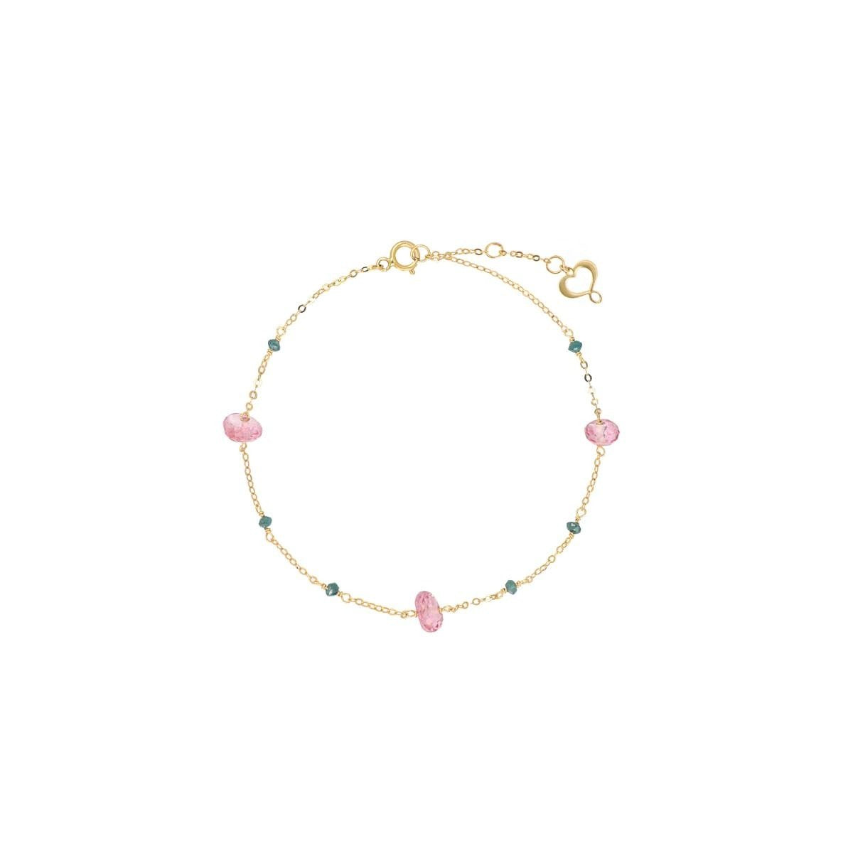 BRACCIALE 18KT DIAMANTI VERDI E TOPAZIO ROSA
