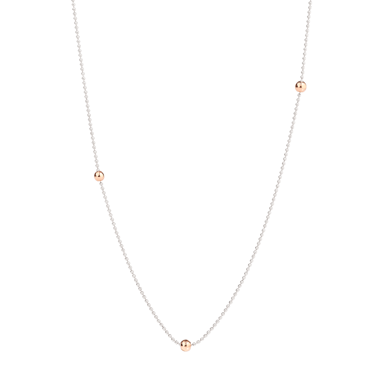 Collier long en argent et or rose