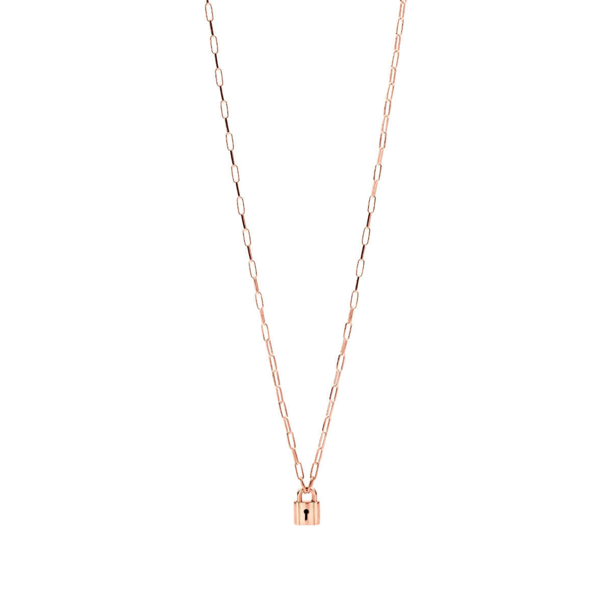 18kt Rose Gold Plated Silver Padlock Necklace