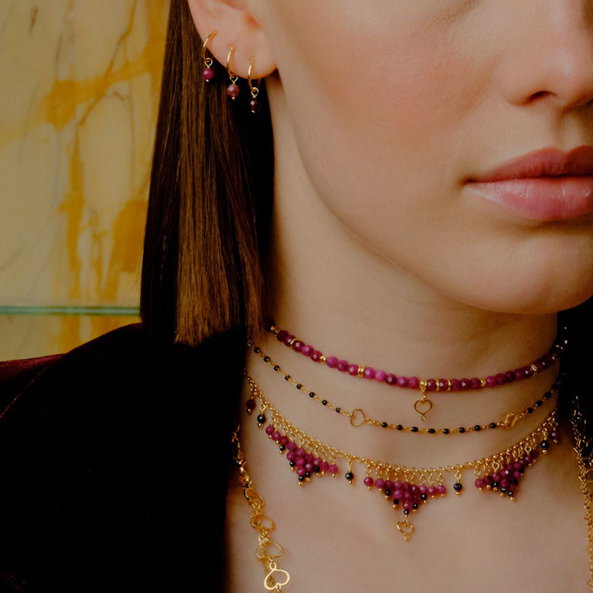 Girocollo Frange Rubino