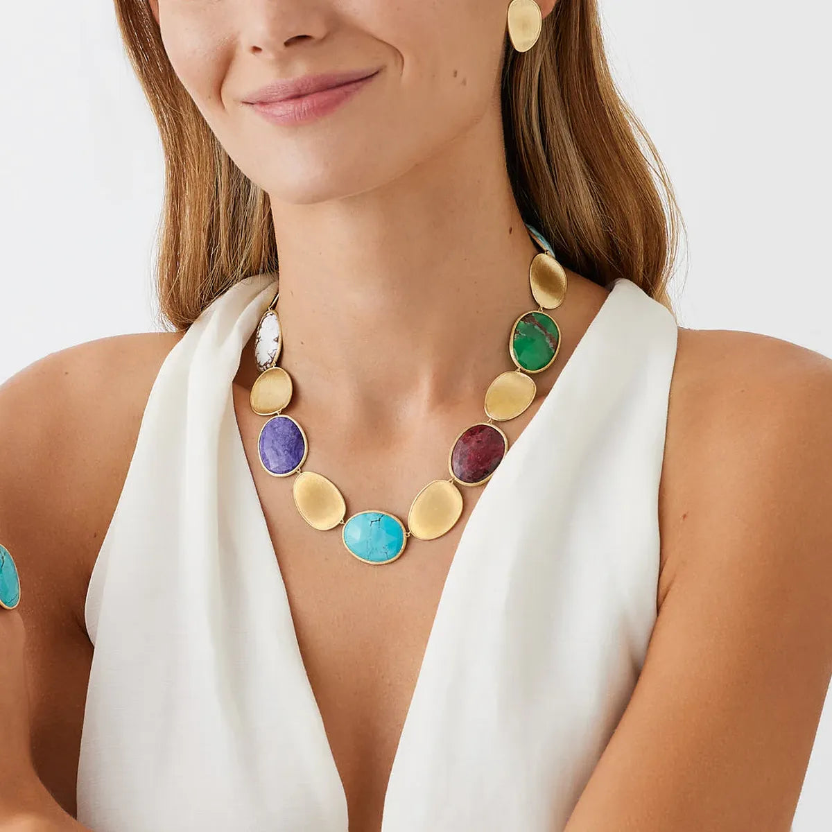 Collier in oro giallo e mix di gemme