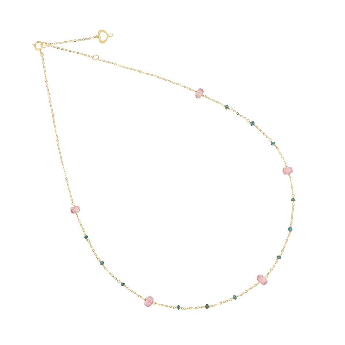 GIROCOLLO 18KT DIAMANTI VERDI E TOPAZIO ROSA