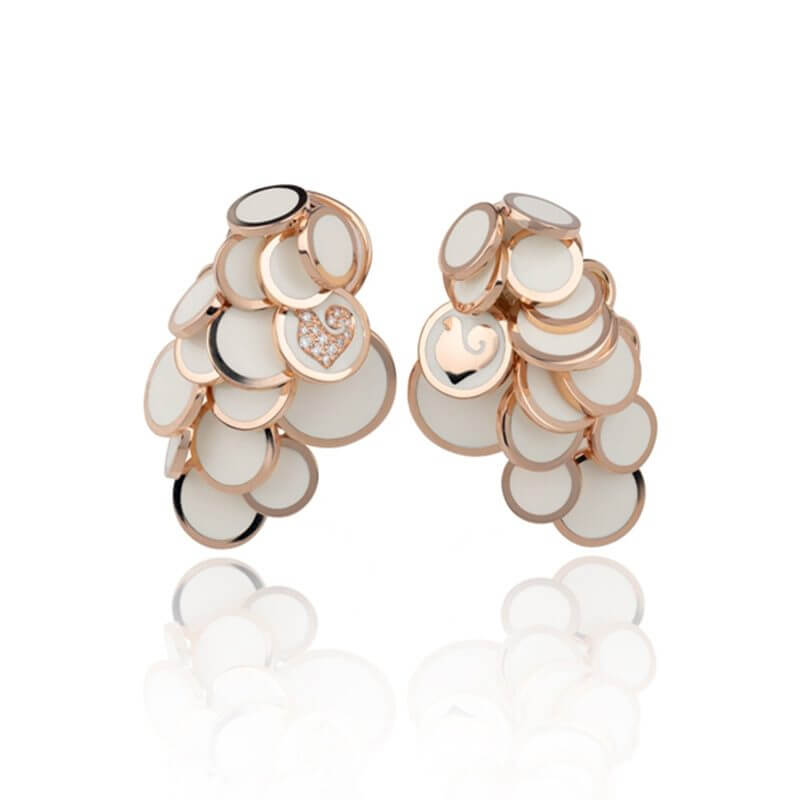 White Enamel Cascading Sequin Earrings