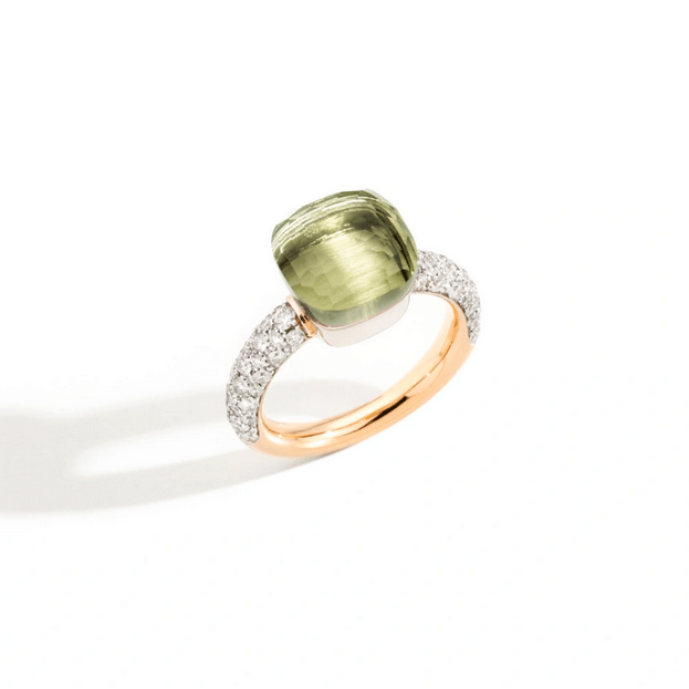 Nude Classic Prasiolite and Diamond Ring