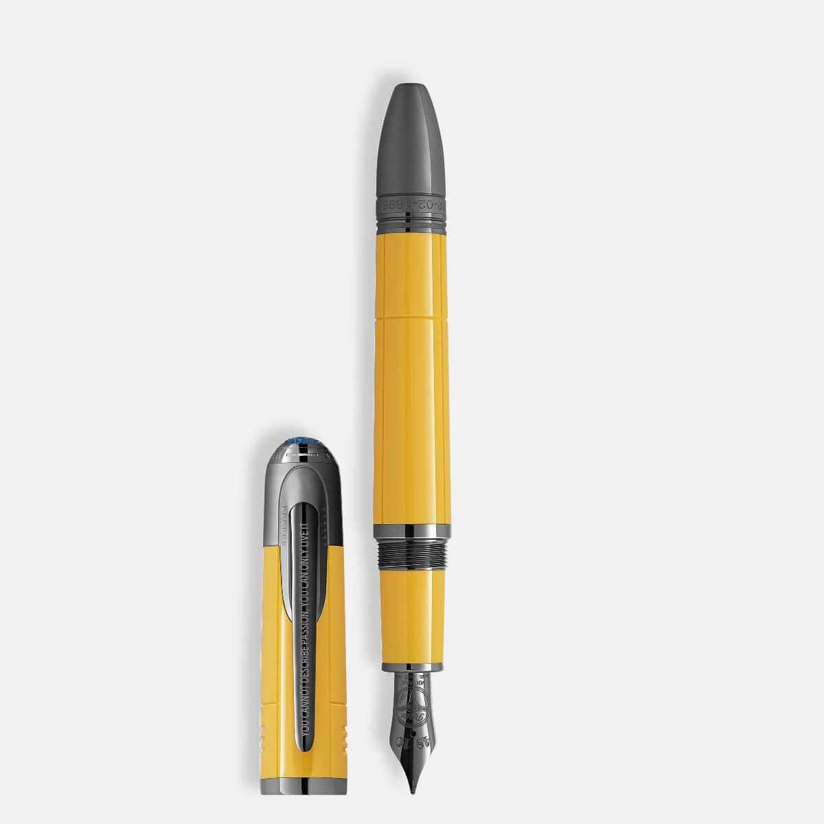 Stilografica Great Characters Enzo Ferrari Special Edition Giallo Modena, elegant yellow fountain pen with gray accents.