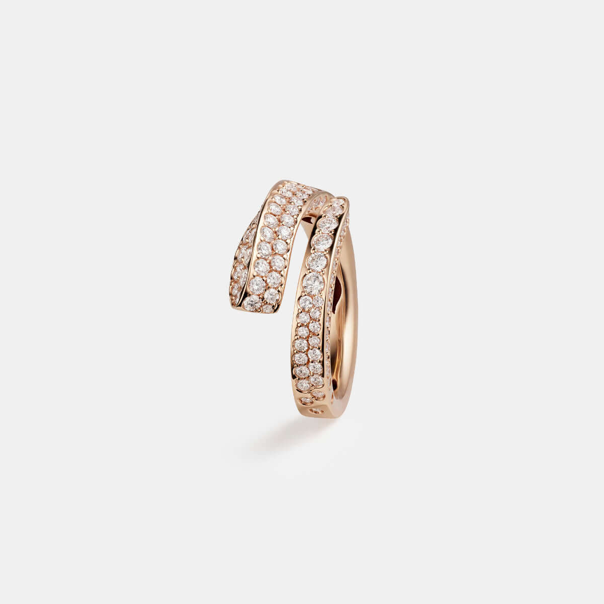 Anello Like Slim Full Pavè Oro Rosa, anello in oro rosa 18 kt con diamanti naturali e un design elegante.