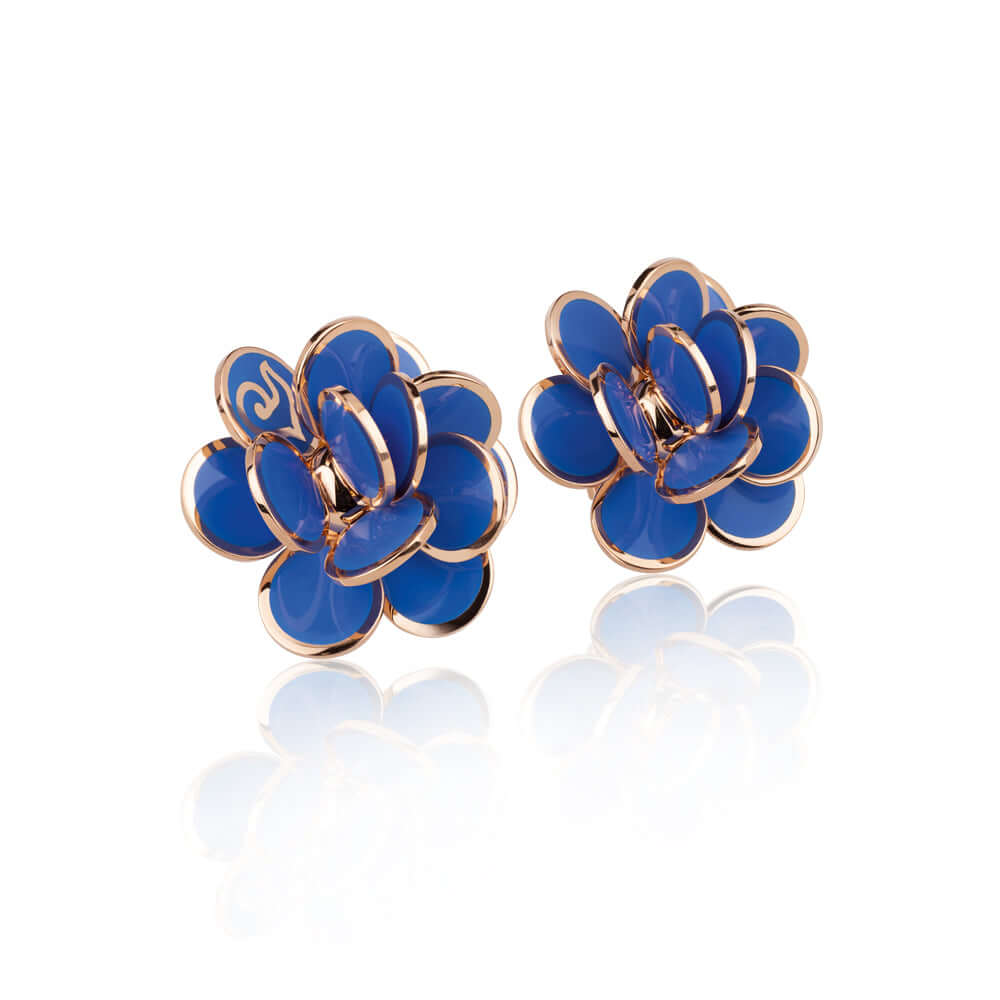 Capri Blue Enamel Sequin Flower Earrings