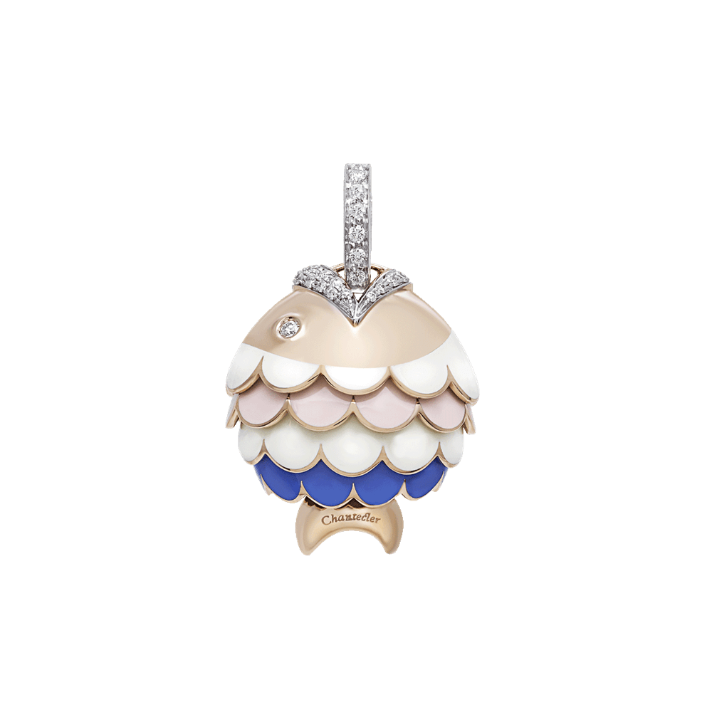 Ciondolo Campanella Paillettes Pesce blu