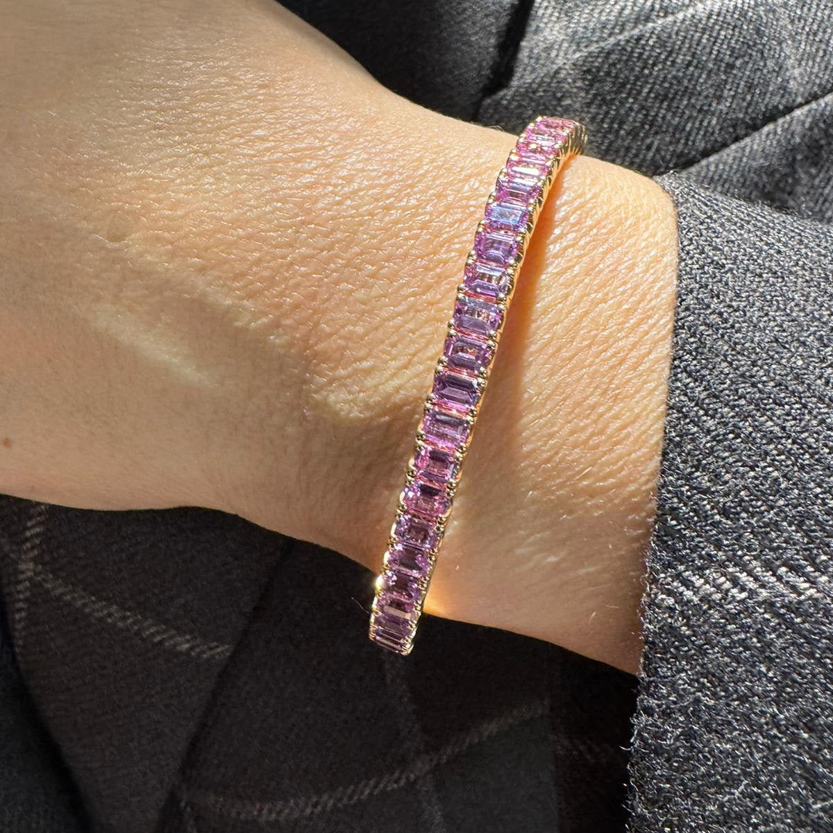 Bracciale Tennis Elastico Zaffiri Rosa