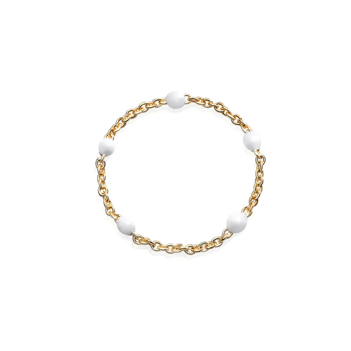 Anello Catenella con Sfere Bianche