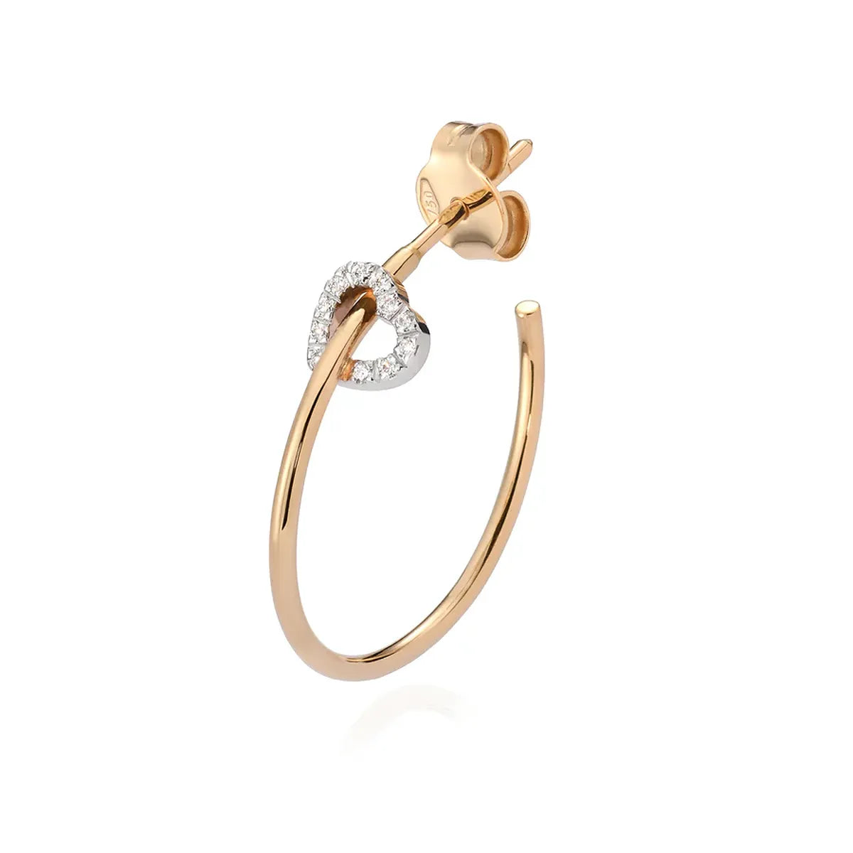 Orecchino Cerchio Cuore con Diamanti Sinistro M