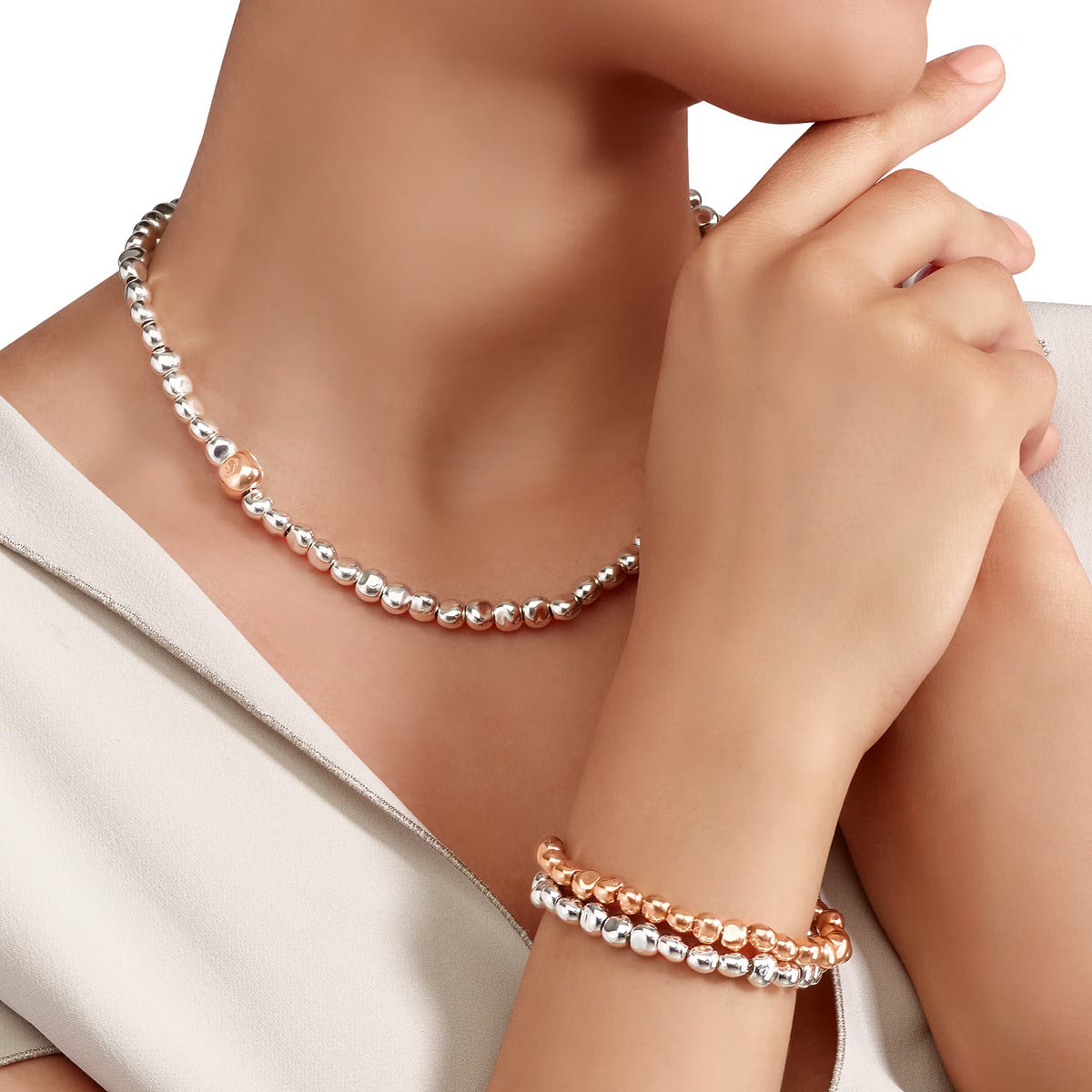 Collana Pepita Argento e Oro Rosa