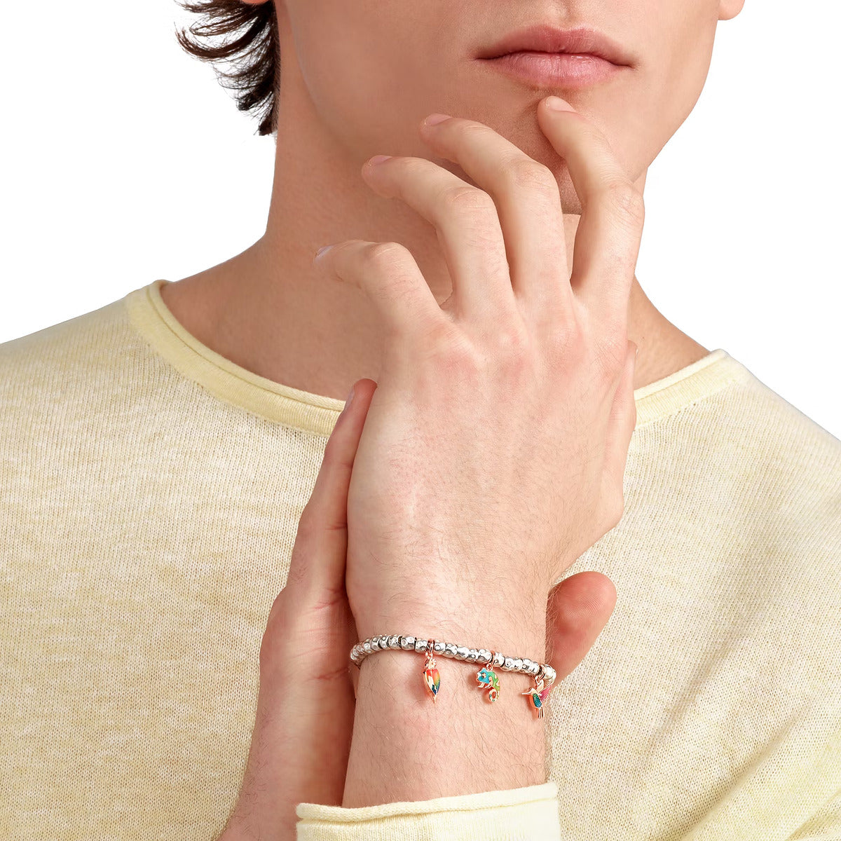 Pendentif Dodo Heart en or rose et émail blanc