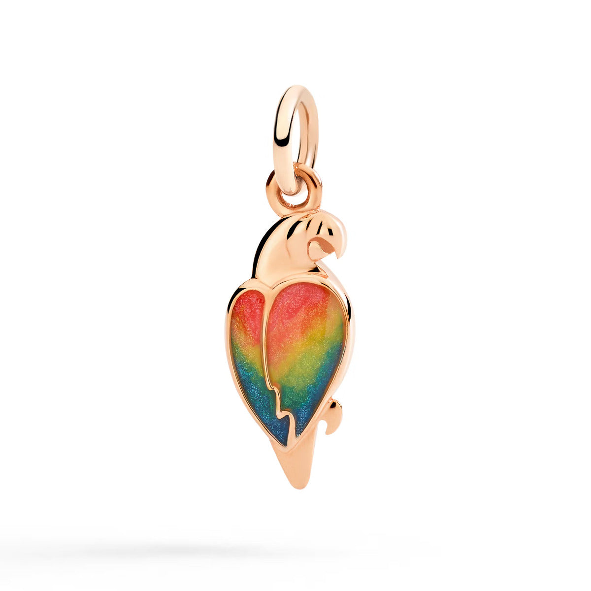Dodo Heart Pendant in Rose Gold and White Enamel
