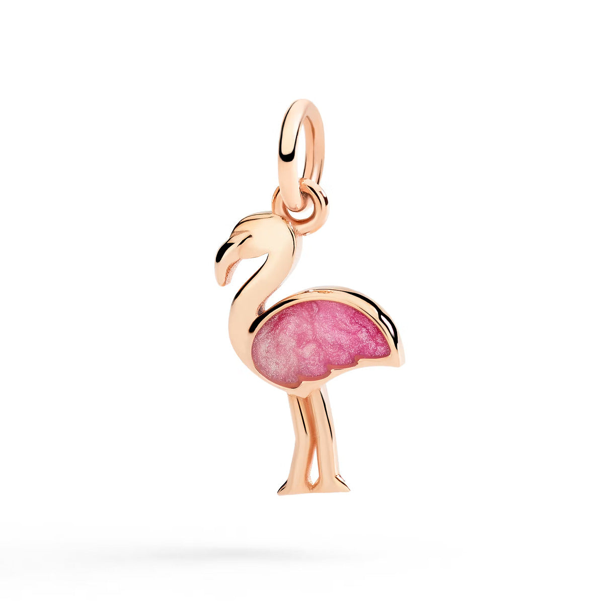 Dodo Heart Pendant in Rose Gold and White Enamel