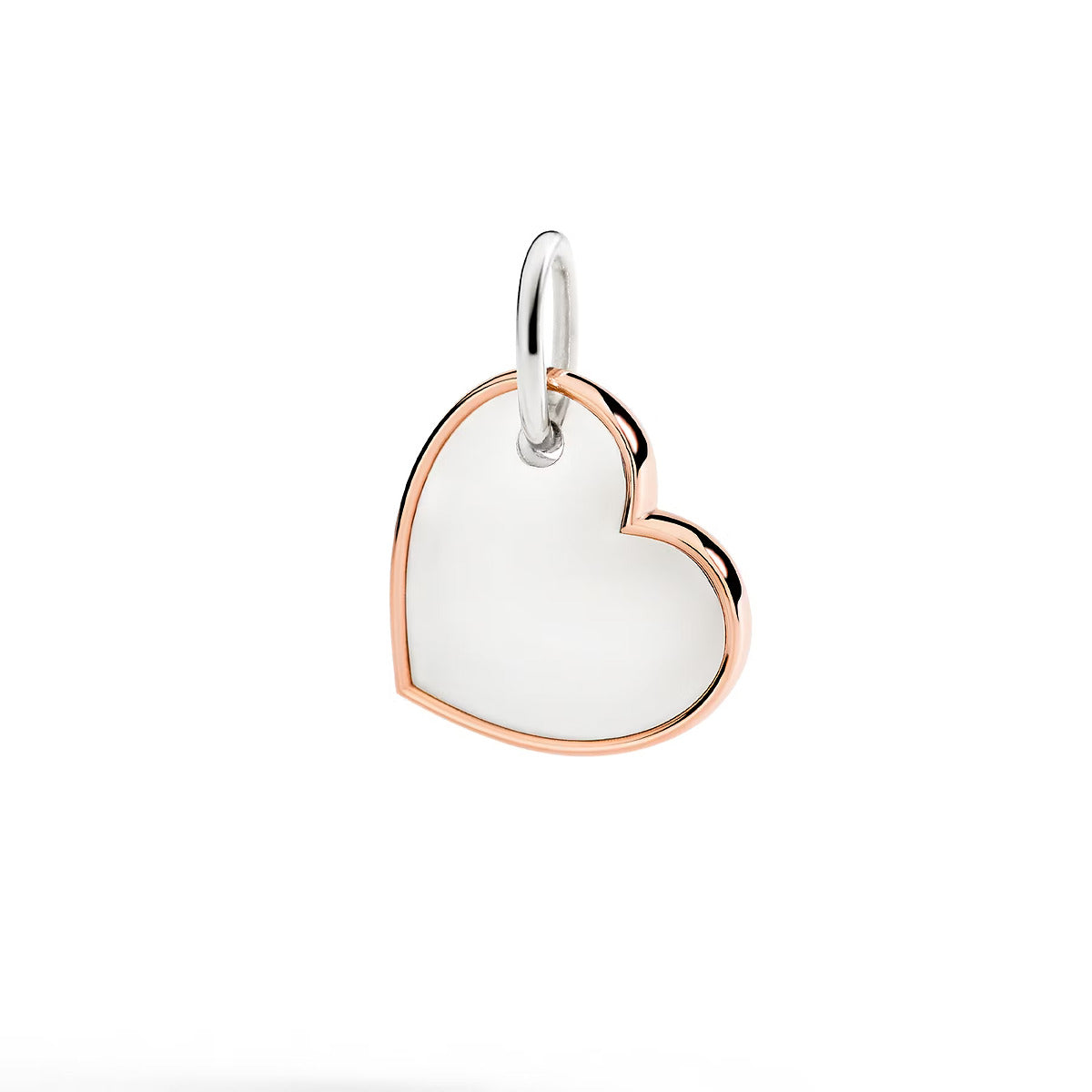 Dodo Heart Pendant in Rose Gold and White Enamel