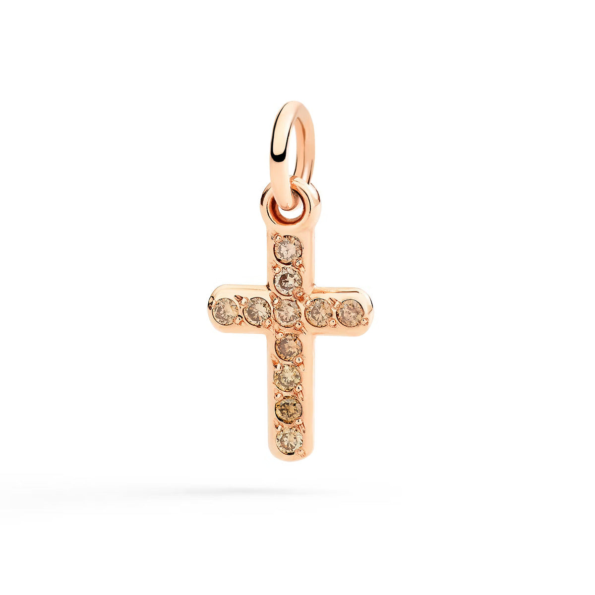 CIONDOLO CROCE ORO ROSA & DIAMANTI