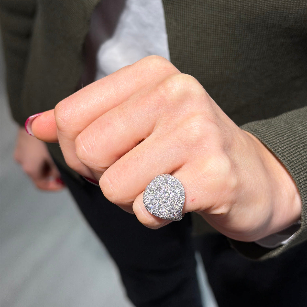 Anello Mignolo Diamanti Bianchi