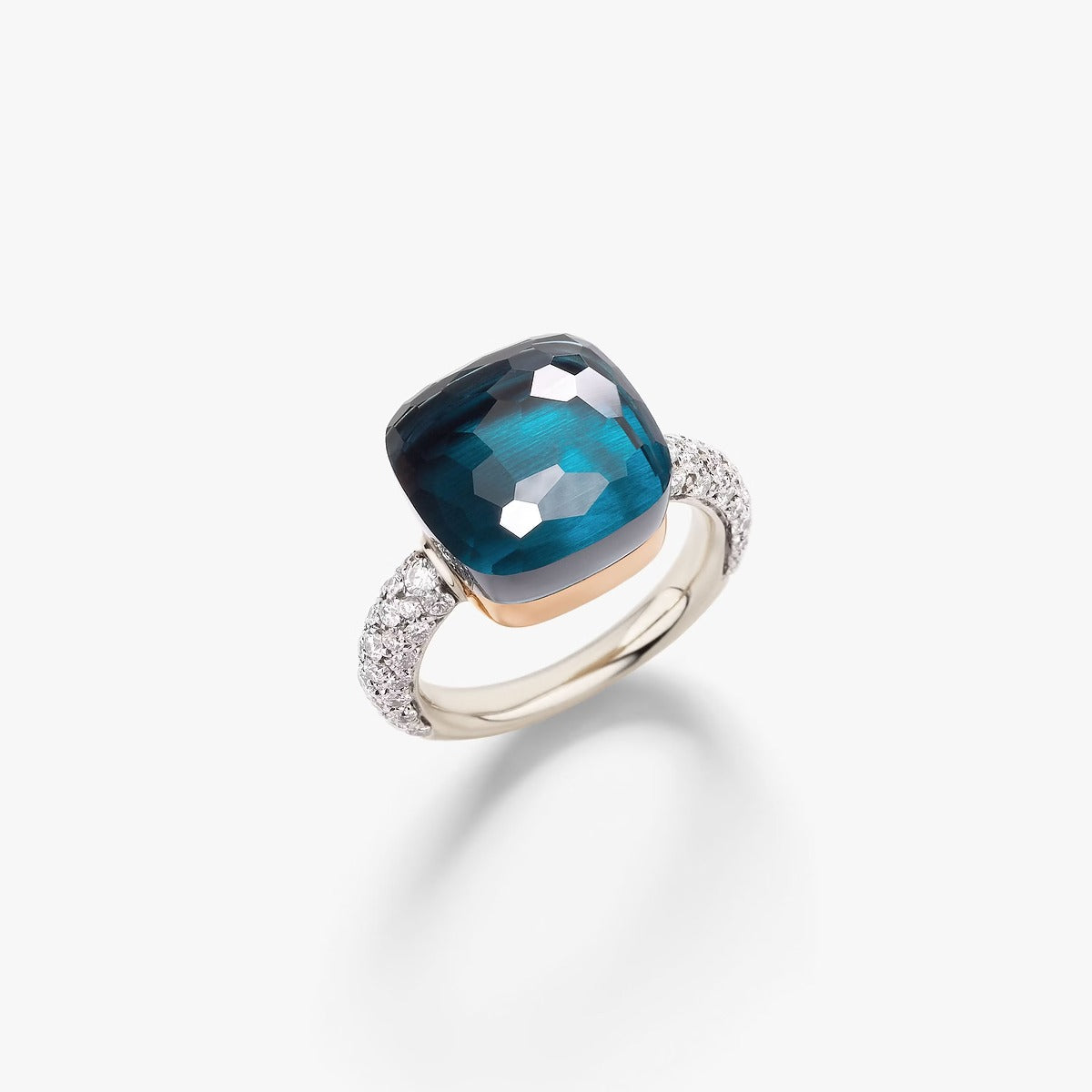 Anello Nudo Maxi Topazio Blu London e Diamanti