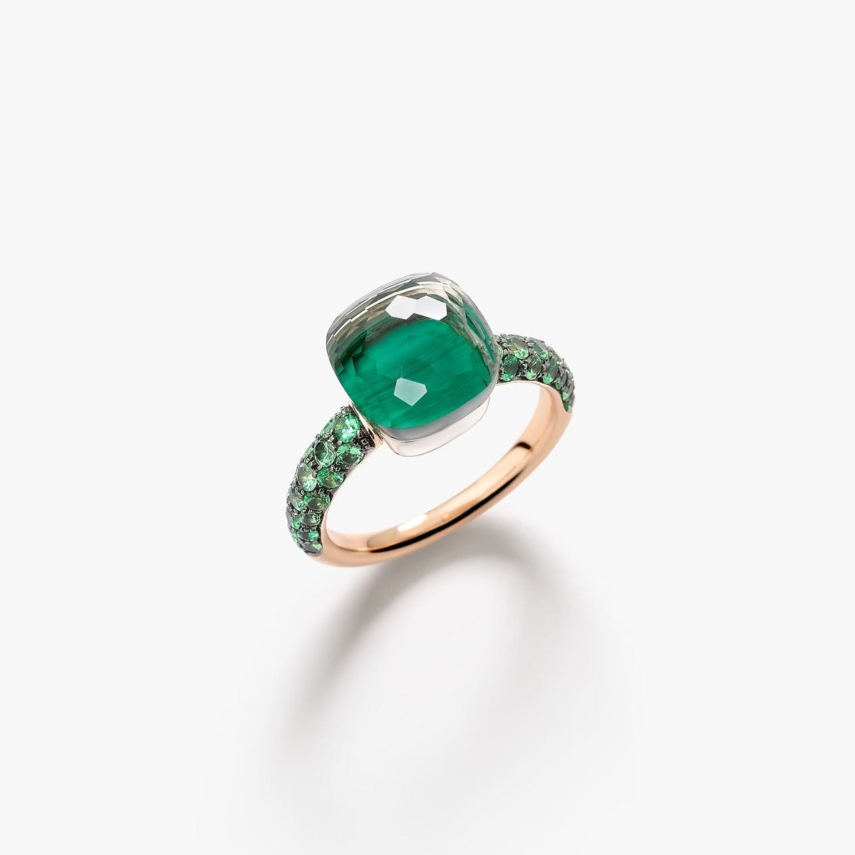 Anello Nudo Classic Prasiolite, Malachite e Tsavoriti