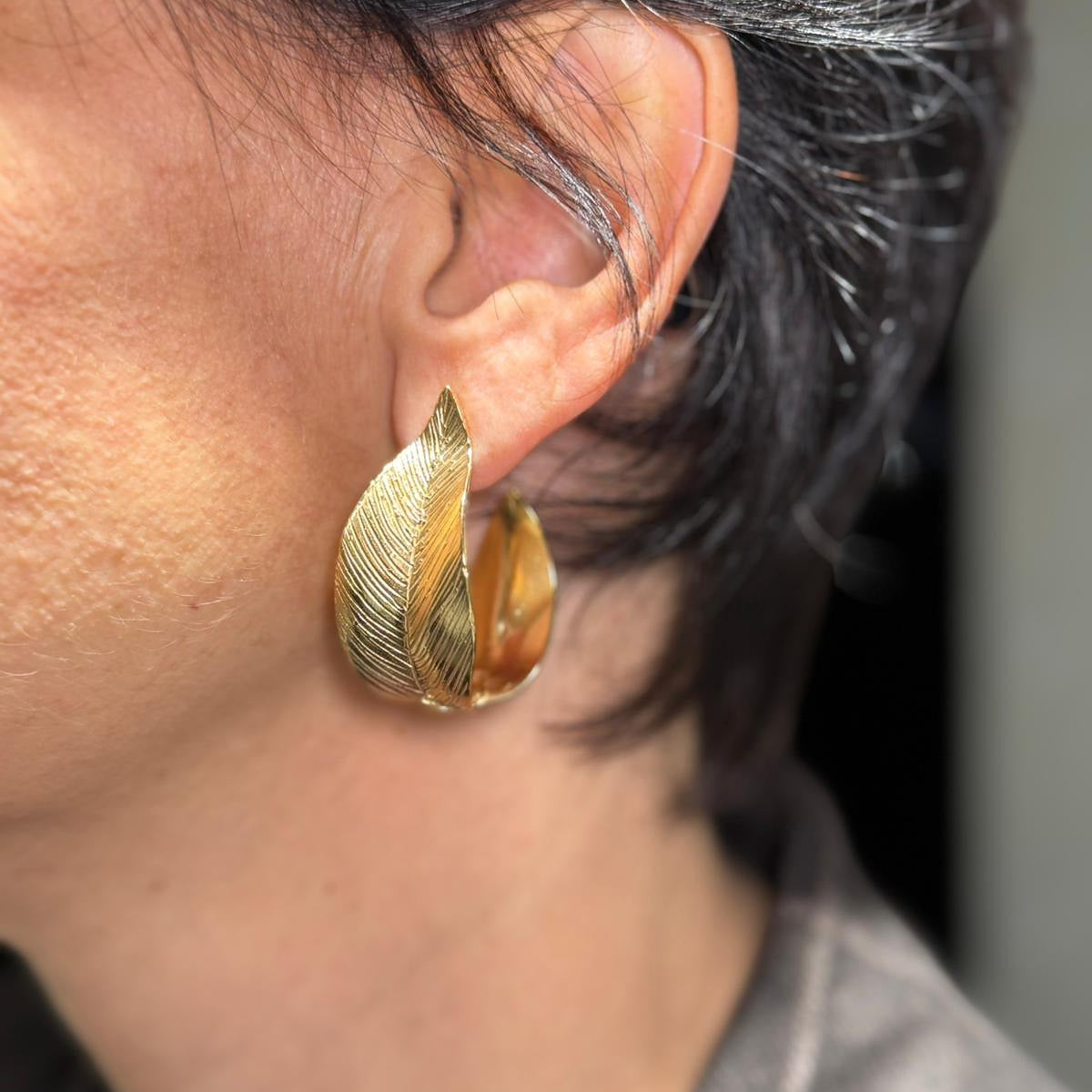 Orecchini Leaves Hoop