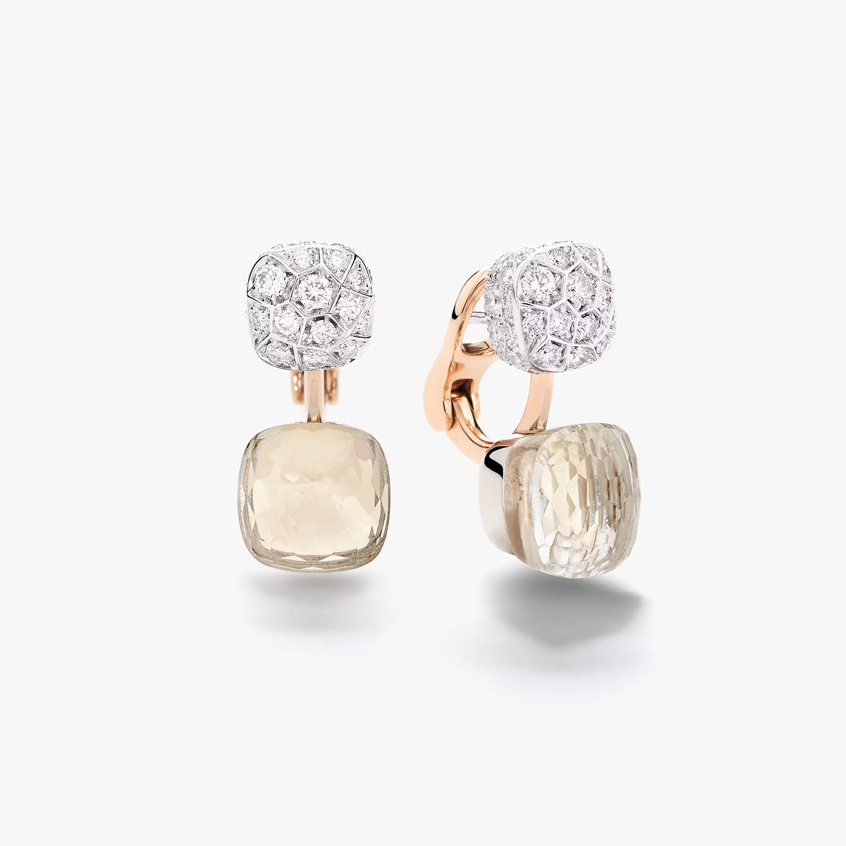 Nudo Toi et Moi Prasiolite and Diamond Earrings