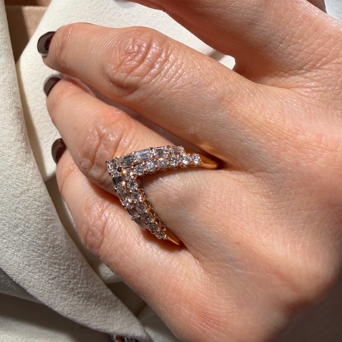 Anello Chevron Oro Rosa