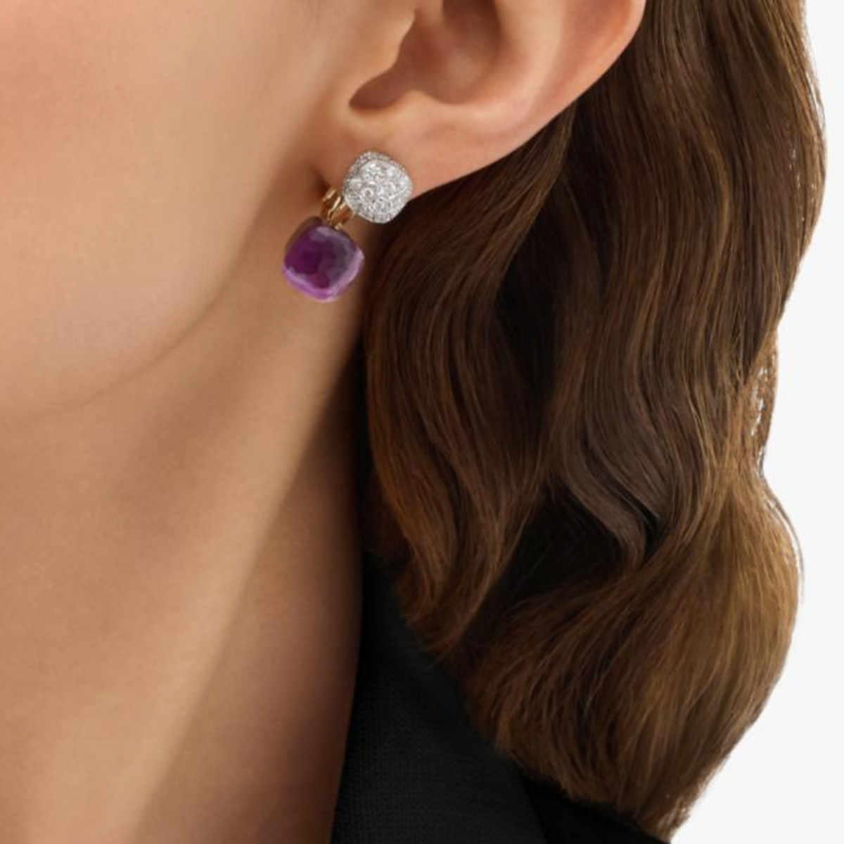 Nudo Toi et Moi Prasiolite and Diamond Earrings