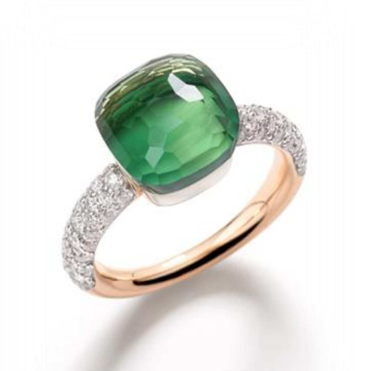 Anello Nudo Classic Prasiolite Agata Con Diamati