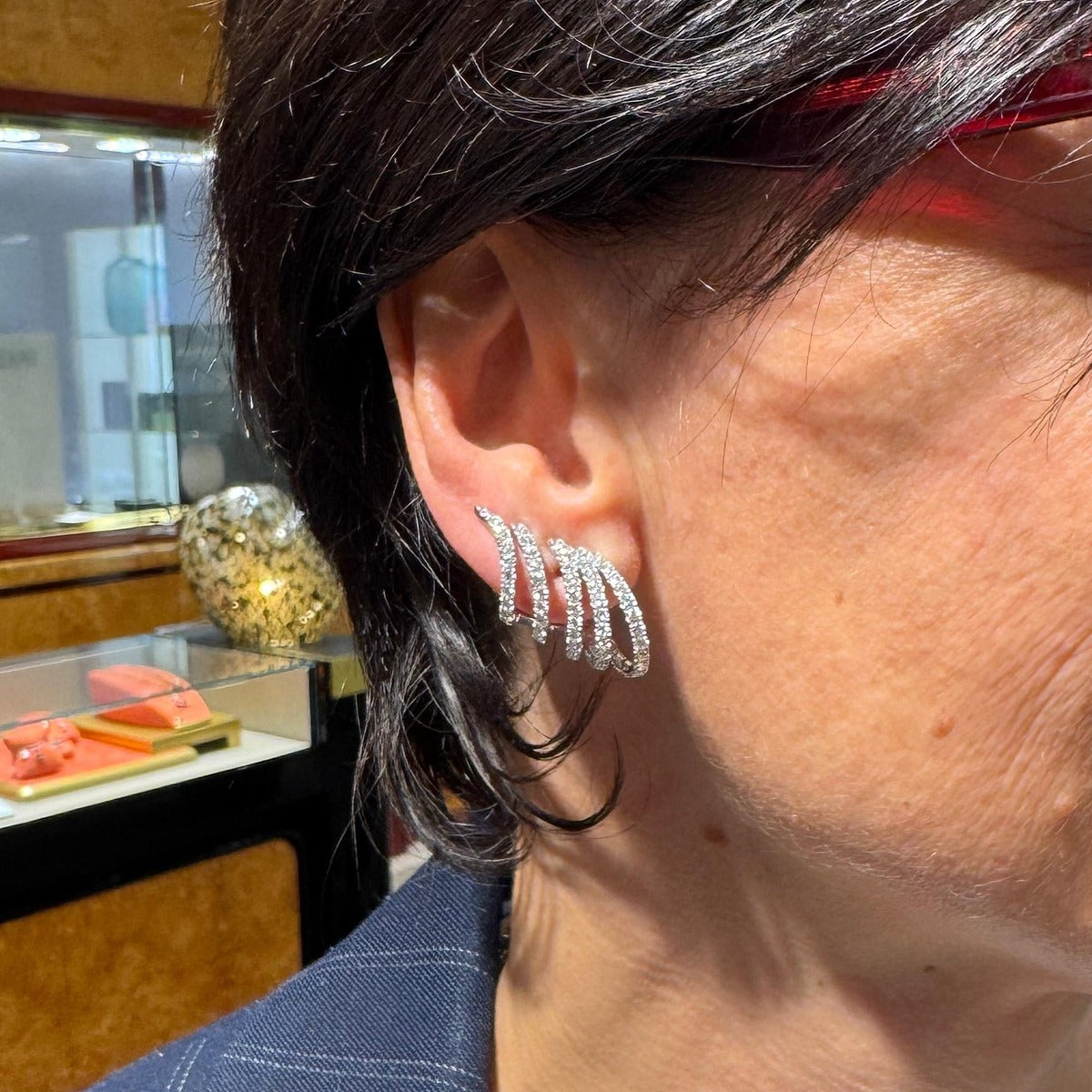 Like Slim Full Pavè Rose Gold Earrings