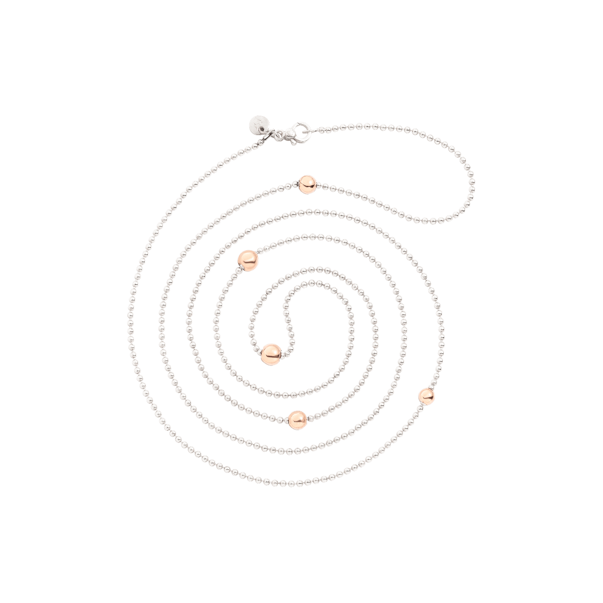 Collier long en argent et or rose