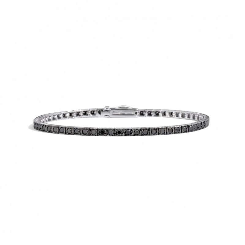 Recarlo Bracciale Tennis Face Cube con Diamanti Neri