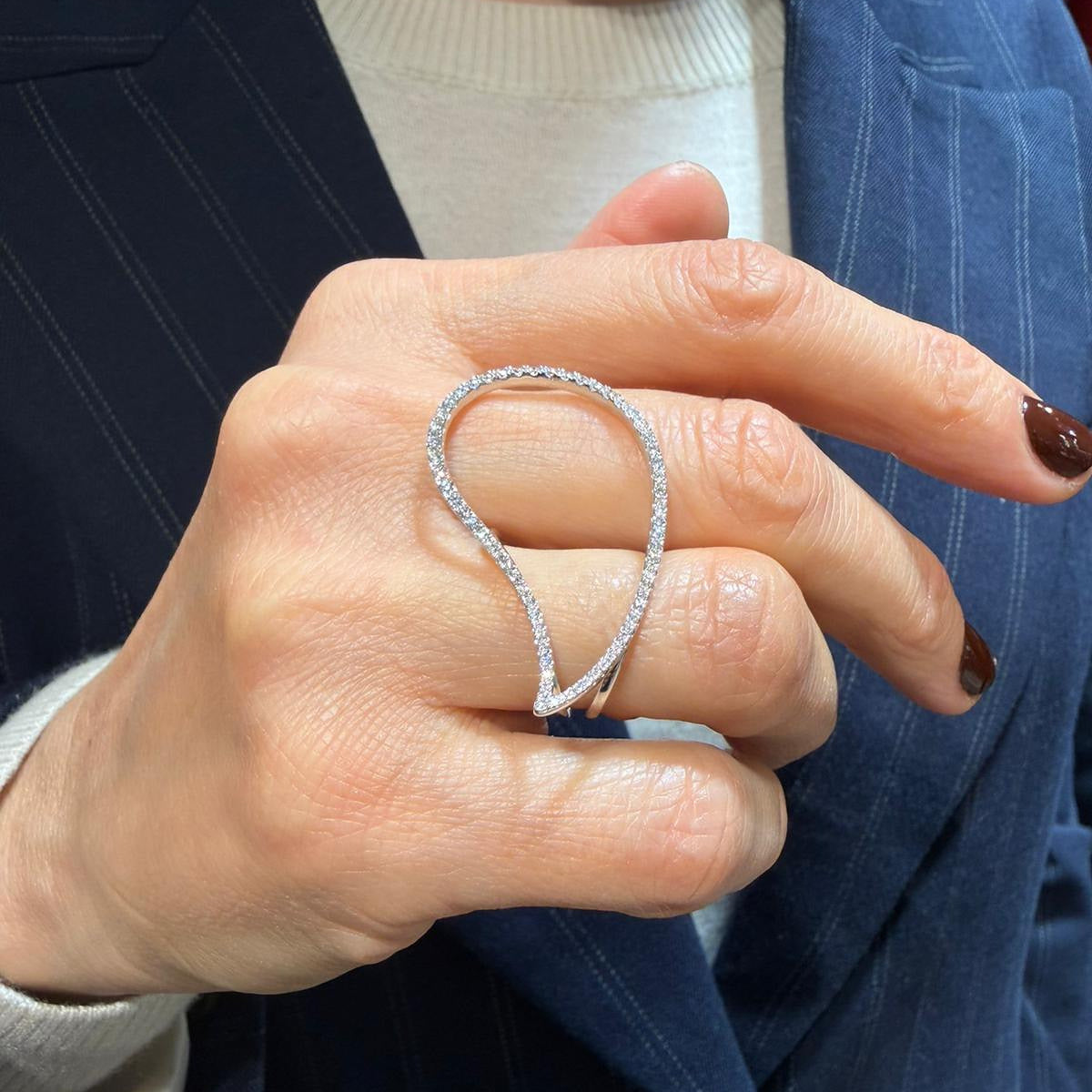 Anello Filo Goccia Oro Bianco