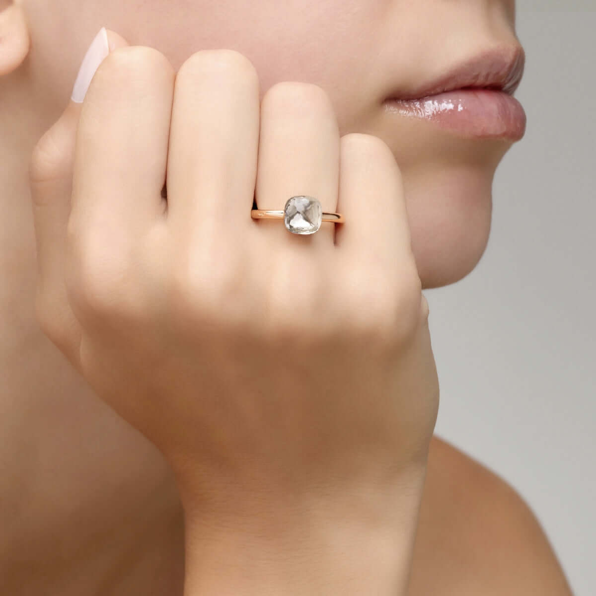 Petit White Topaz Nude Ring