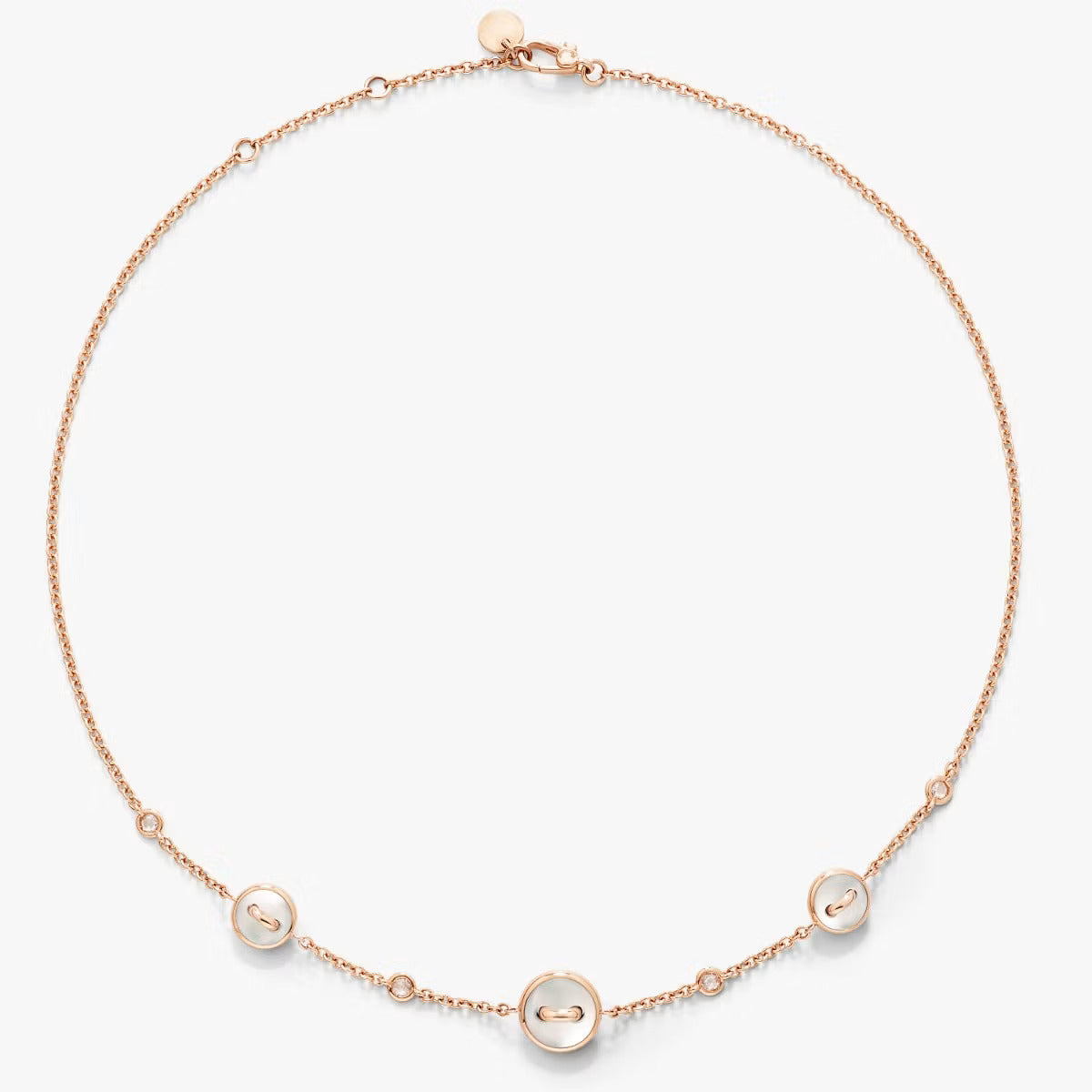 Collier à pois pompons en nacre blanche et grise