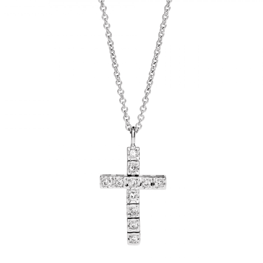 Collier Recarlo Face Cube en or blanc et diamants
