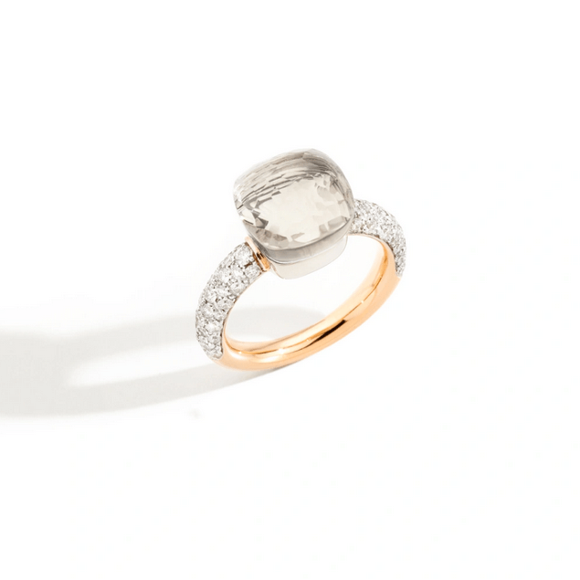 Nude Classic Ring with White Topaz and Diamonds