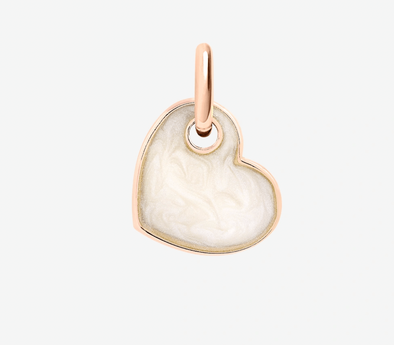 Ciondolo Dodo Cuore Oro Rosa e Smalto Bianco