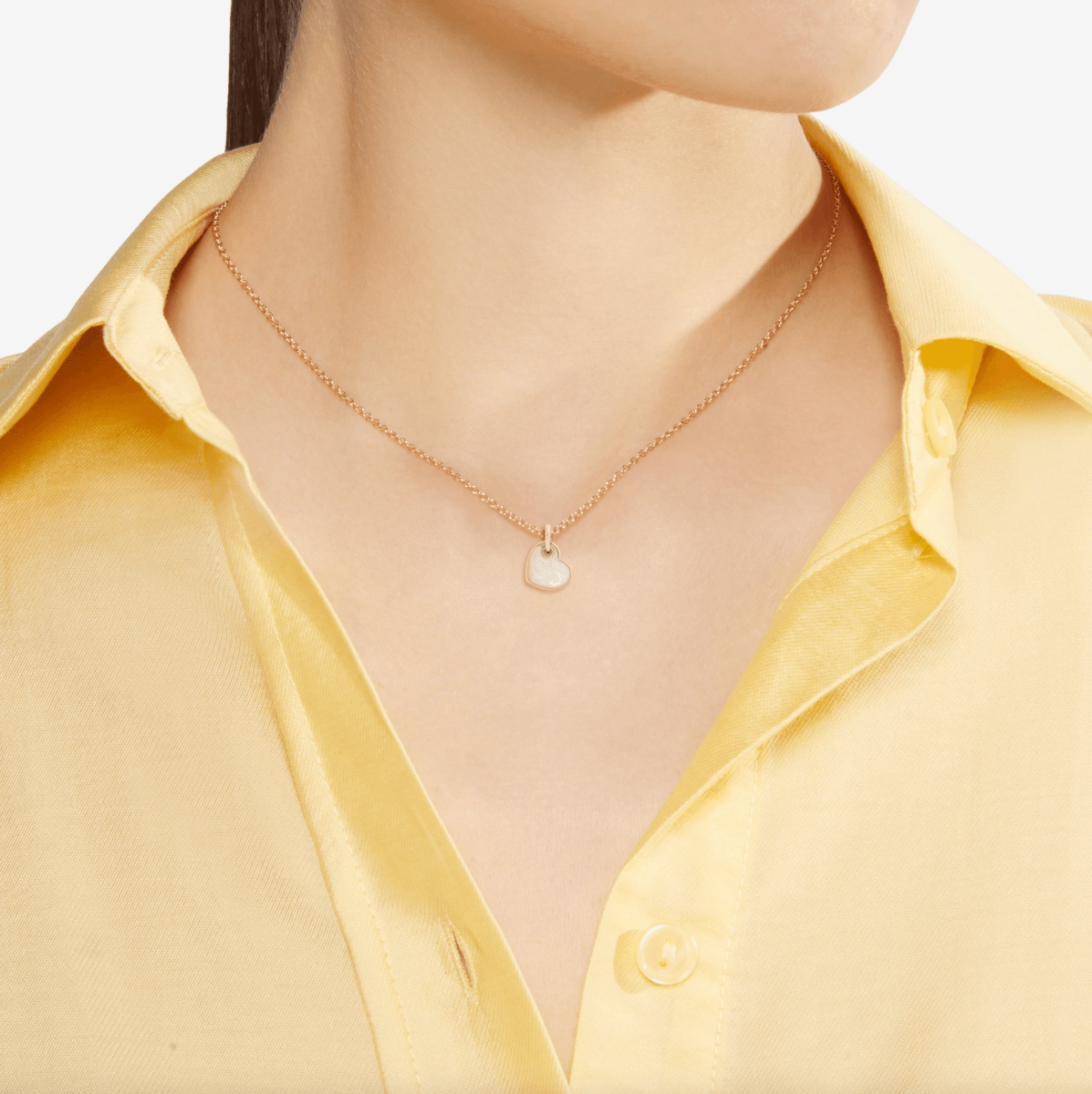 Ciondolo Dodo Cuore Oro Rosa e Smalto Bianco